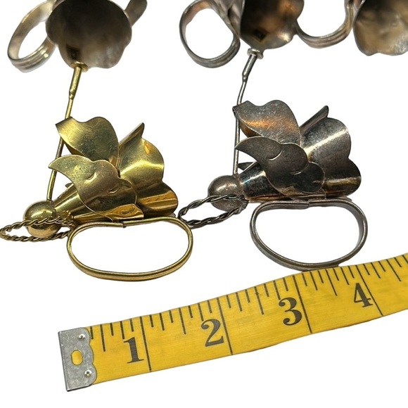 Vtg Set of 13 8 Silver Plated 5 Brass Angels Horns Napkin Rings Christmas 2” - Picture 9 of 9